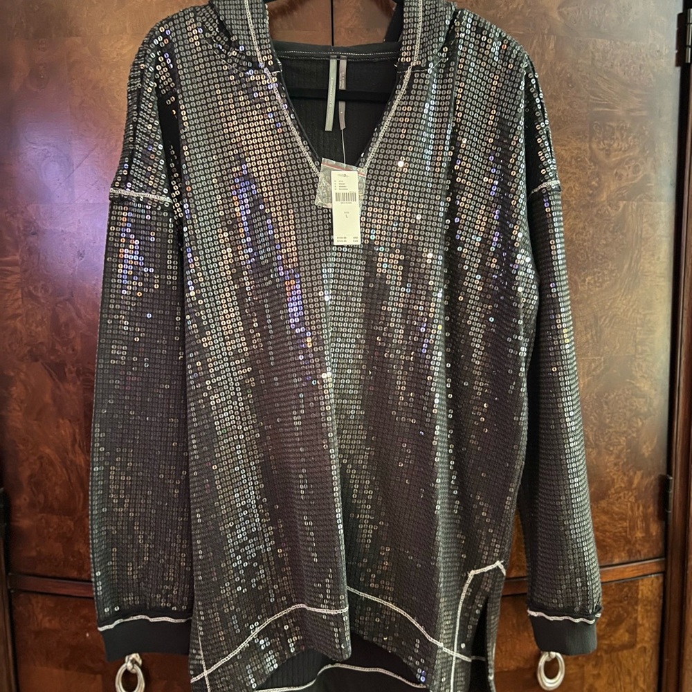 Sequin Black Hoodie Sweatshirt
